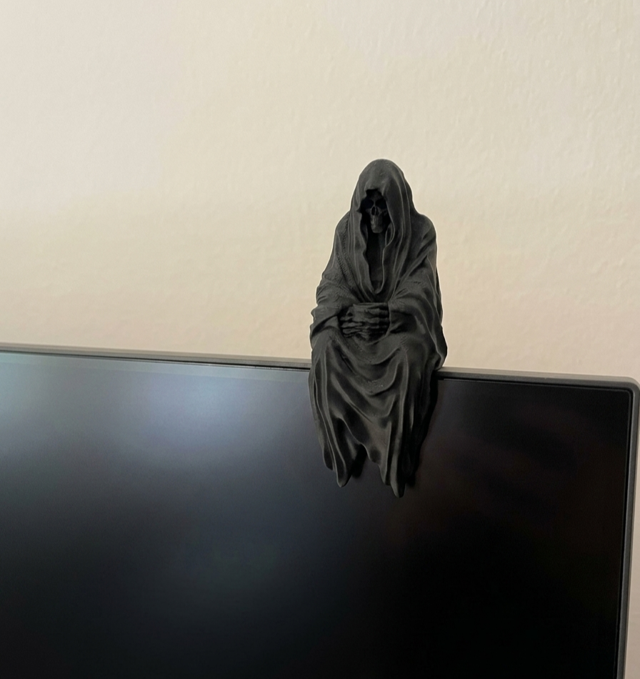 Siyah Kapüşonlu Azrail Monitör Üstü 3D Baskı Figürü