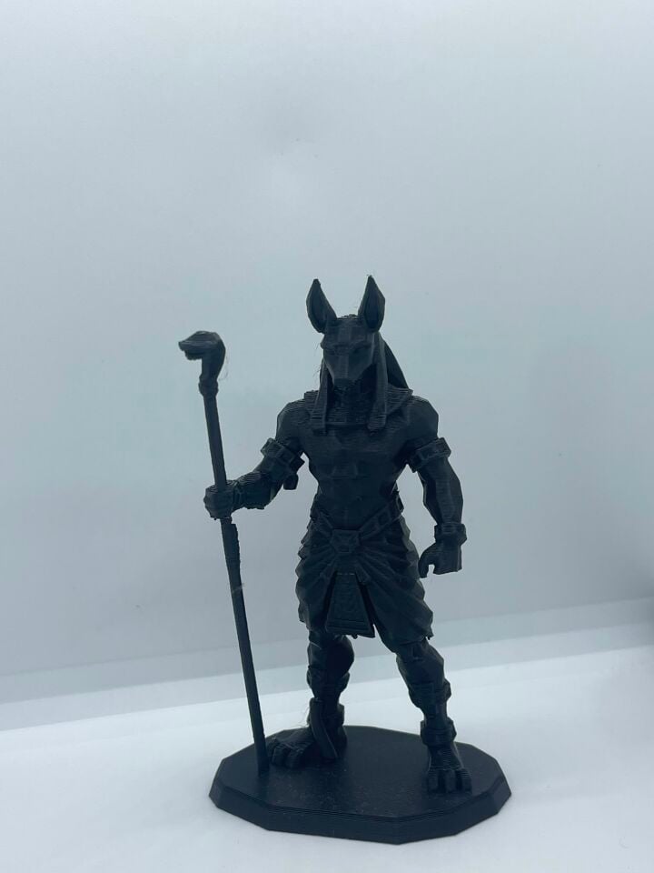 Siyah Asa Tutan Anubis 3D Baskı Figürü